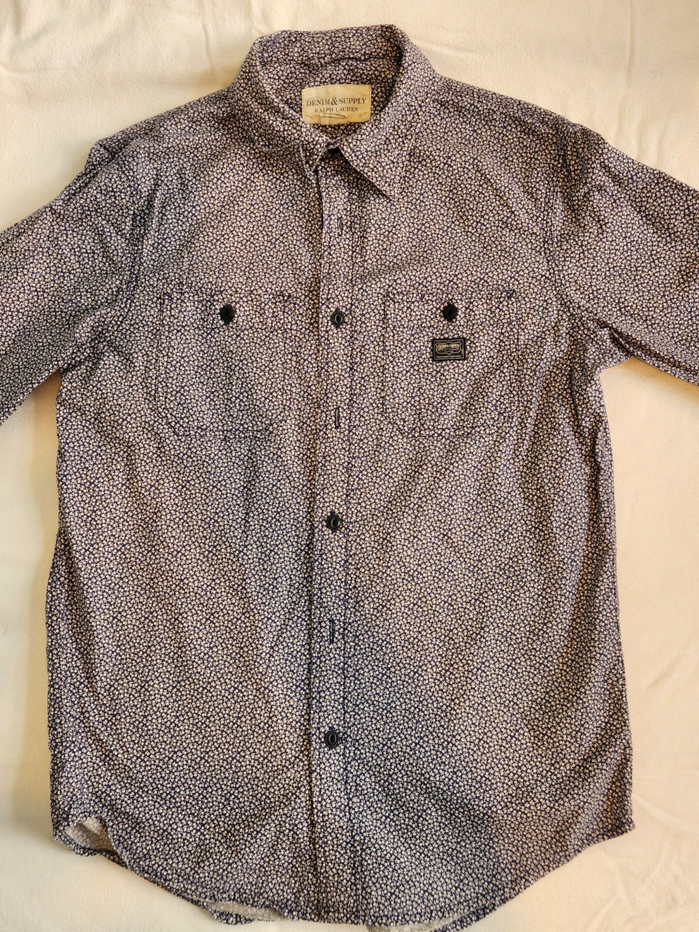 Ralph Lauren Denim & Supply Mens Small Button-Up Shirt in Navy Petal Print